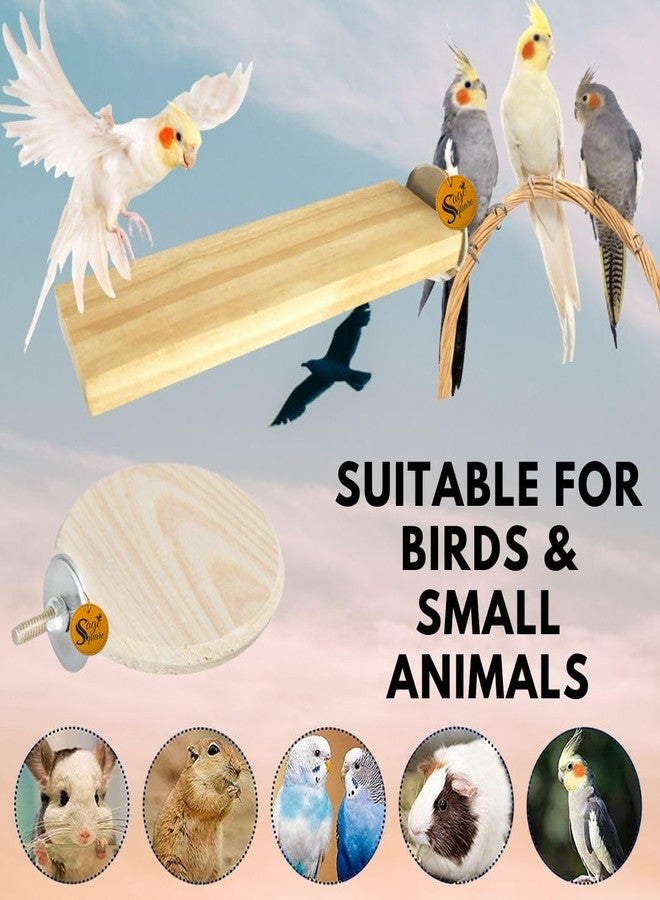 سايج سكوير مجموعة من قطعتين من منصات خشبية دائرية وحامل للطيور من سيج سكوير (2 × 5.5 و 4 بوصات) على شكل مستطيل ودائرة، ملحقات قفص، لعبة مسلية، مناسبة للطيور والببغاوات والبادجي. - Image 5